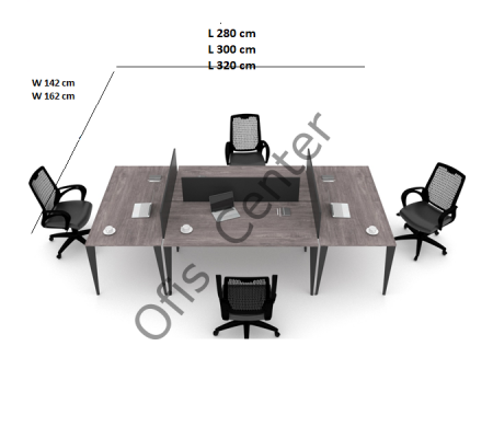 Exen Dört' lü Ayrılabilir W Masa 